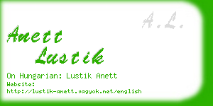 anett lustik business card